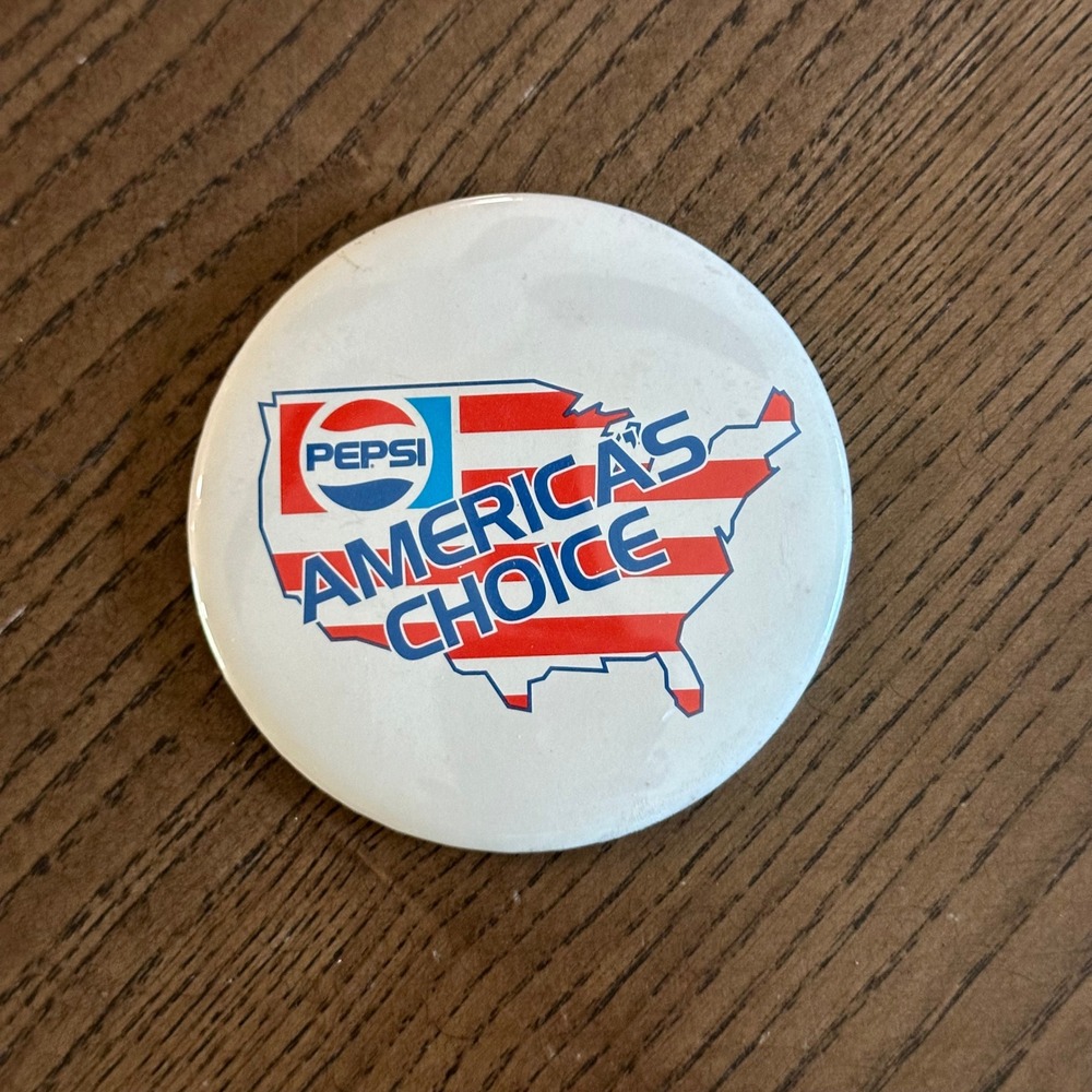 Vintage Pepsi America's Choice Pinback Button Soda Advertising USA Map Pin 2.25"